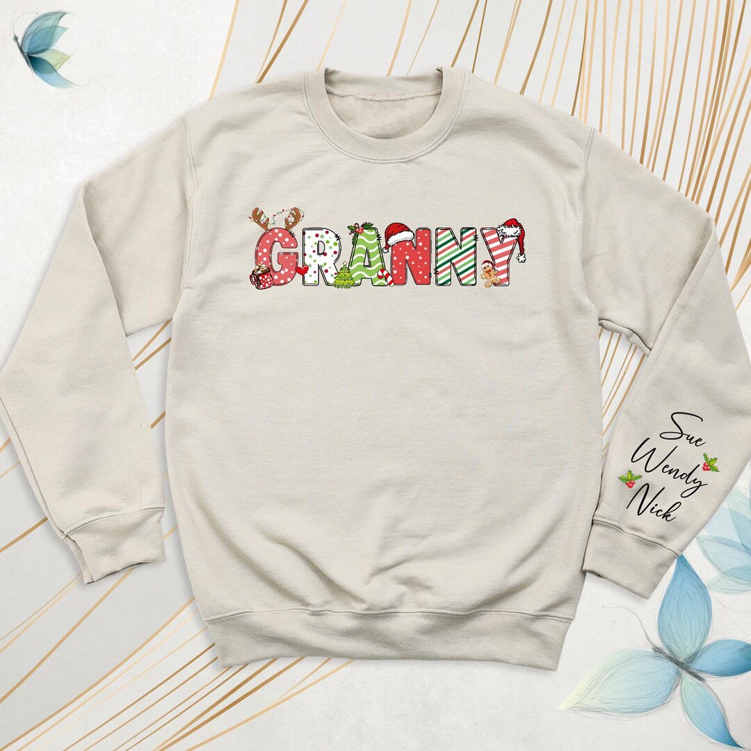 Santa Hats Dots Grandma Custom Christmas Sweatshirt