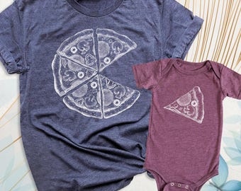 Mom and Baby Pizza Shirt Dad Daughter Shirt, Pizza and Pizza Slice Shirt, Mom Son Shirt, Dad Son Shirt, Family Matching Pizza Tee, Mom Tee