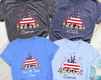 Disney America Shirt 4th of July Disney Family Trip Tshirt, Independence Day Disneyworld Shirts, Custom Mickey Friends USA Flag Outfit