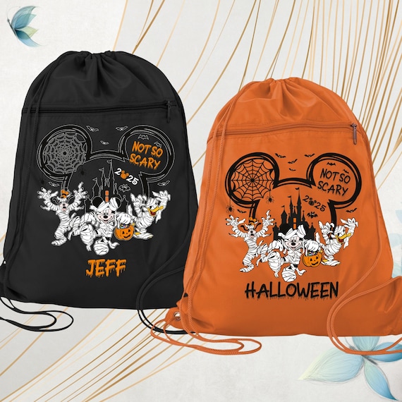 Disney Halloween Drawstring Bag kids Halloween Disney trip bag, Disney Halloween Backpack Bag, Halloween Party Bag Disney Trick or Treat Bag