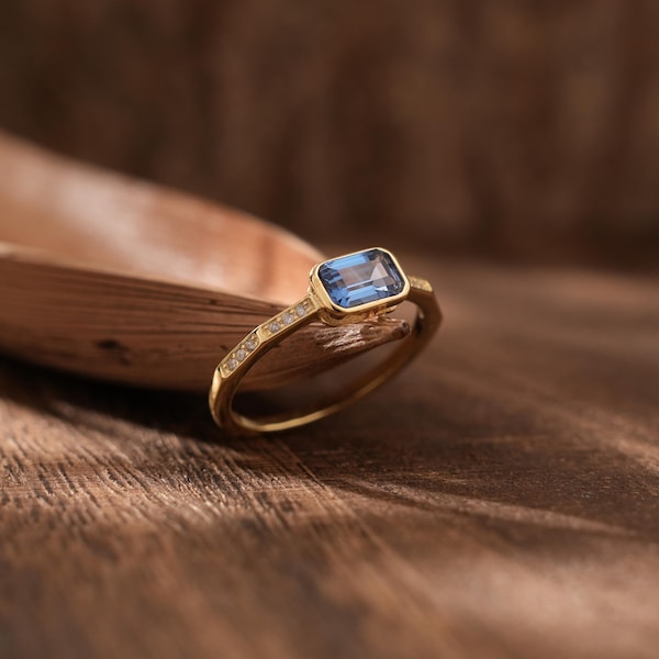 Gemstone Ring,14 k Gold Dainty Birthstone Ring In Sterling Silver,Personalized Gift,Gift for her