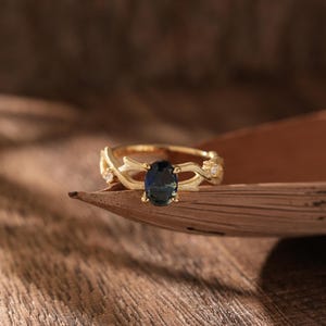 14 k Gold Natural Blue Topaz Ring,Wrap shape Gemstone ring in Sterling Silver,Vintage Rings,Stacking Rings,Personalized Gift,Gift for her