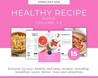 Gesunde Rezept-Anleitung eBook: 15 einfache Rezepte, Meal Plan, Shopping List | MyFitnessPal Strichcode | Nahrhafte Mahlzeiten, schnelles Kochen, Abnehmen.