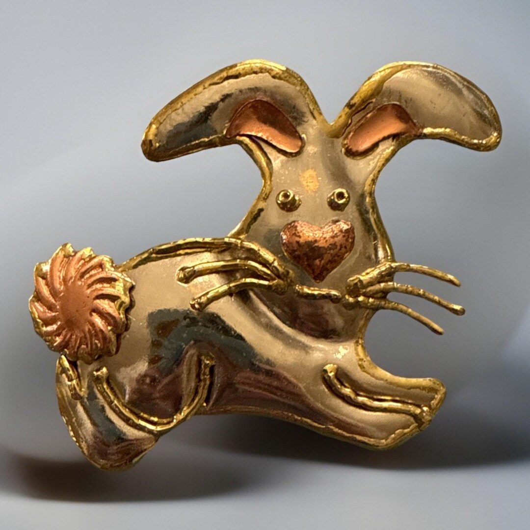 Vintage Mexico Silver Bunny Rabbit Pin Brooch Pendant Mixed Metal - Etsy