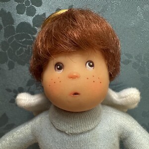 Vintage 1984 Avon Littlest Angel Dock Blå Outfit Halo Wings 5” Plyschfigur bild 5