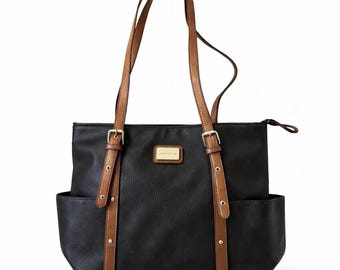 Jacklyn Smith Bronze Hobo Shoulder Bag Tote Satchel Handbag Stitch Detail Large