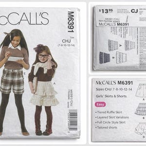 Può includere: Modello di cucito McCall's M6391 per gonne e pantaloncini da ragazza. Il modello include gonne a balze a strati, varianti di gonne a strati, gonne a cerchio intero e pantaloncini su misura. Taglie CHJ 7-8-10-12-14. Facile.