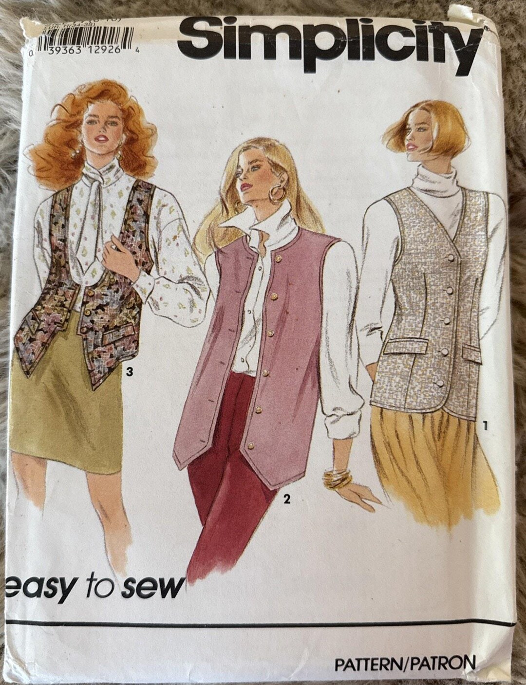 Simplicity 7982 Vintage Sewing Pattern Misses Vest Size H (6-10) 1992 ...