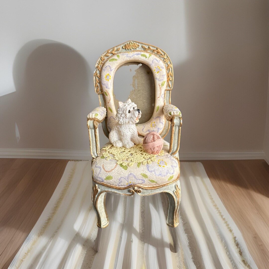 Resin Chair Photo Frame Scotty Dog With Yarn Preowned Frame Never Used ...