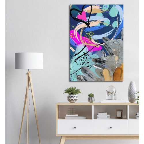 Blue Crystals Abstract - 28 x 40 shops inch Wrapped Canvas