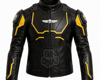 Helldivers 2 B-01 Inspired Leather Jacket: Futuristic Tactical Armor Cosplay Biker Costume