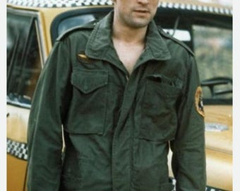 Handmade Green Cotton M65 Military Jacket: Lightweight Taxi