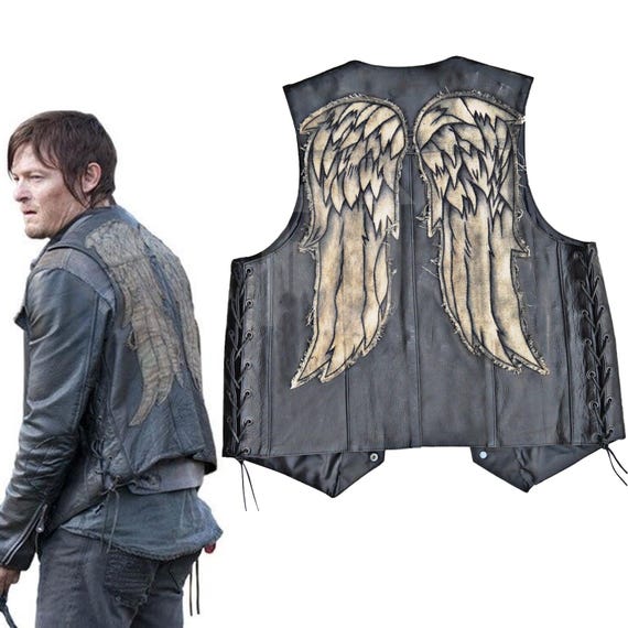 Handmade Angel Wings Vest Cosplay Real Leather Vest Handmade