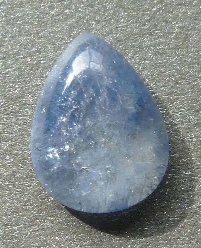 Dumortierite in Quartz teardrop cabochon quartz inclusions included quartz teardrop cabochon rare quartz blue quartz pear cabochon
