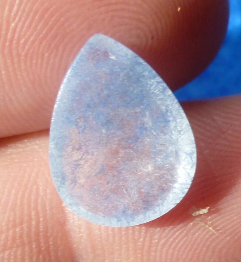 Dumortierite in Quartz teardrop cabochon quartz inclusions included quartz teardrop cabochon rare quartz blue quartz pear cabochon