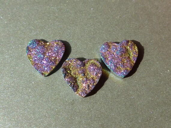 Titanium Druzy Crystals Rainbow Heart Lot Drusy Cabochons Etsy