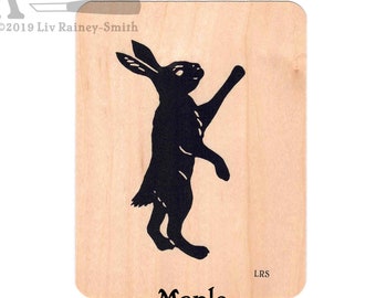 Standing Hare wood greeting card