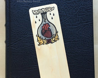 Ardor heart art bookmark cedar, cherry, or maple, 6 x 2 inches