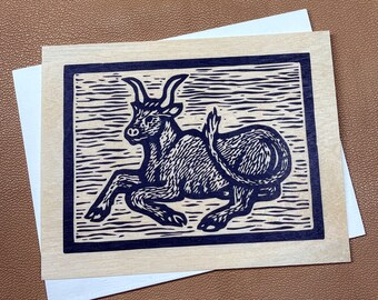 Taurus zodiac bull birch wood veneer card