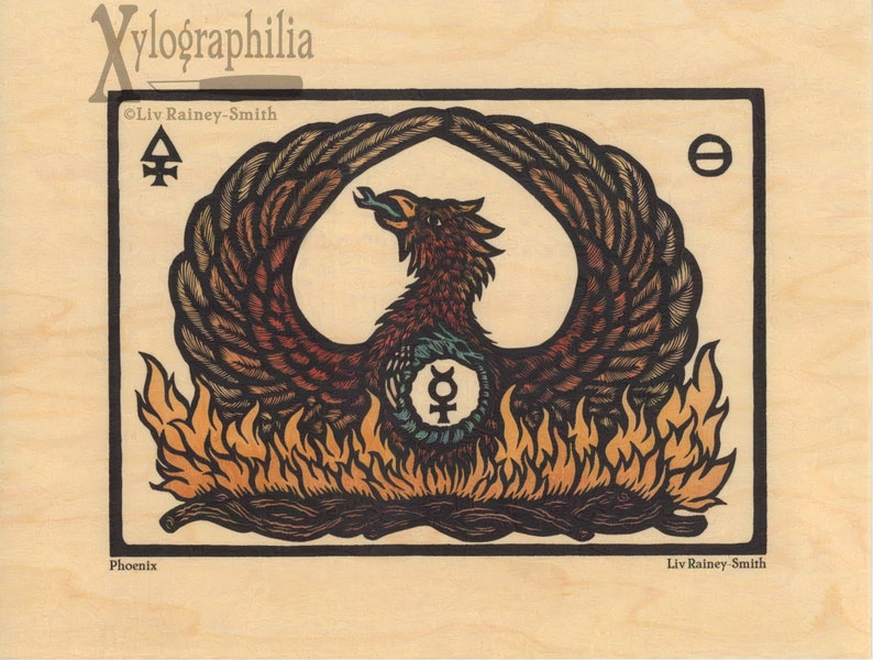 Phoenix Alchemical Art on 8.5 X 11 Maple Wood Veneer - Etsy