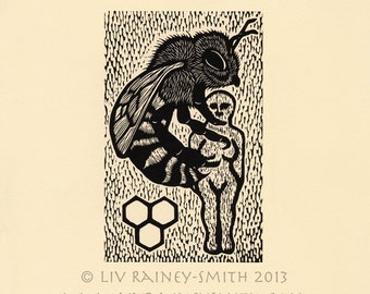 Bee woodcut limited edition Arcanum Bestiarum bestiary print