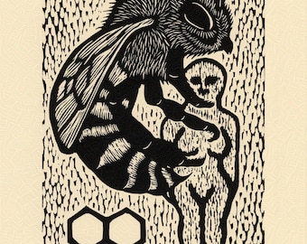 Bee woodcut limited edition Arcanum Bestiarum bestiary print