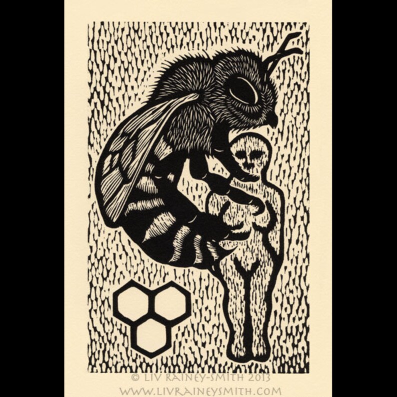 Bee woodcut limited edition Arcanum Bestiarum bestiary print image 2