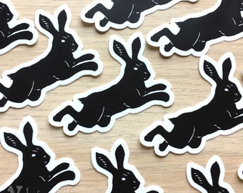 Dark Rabbit Stickers Standing Black Rabbit 3 Sticker Indoor/outdoor Vinyl - Etsy