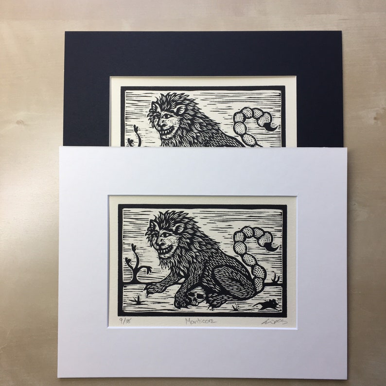 Manticore bestiary woodcut limited edition of 18 signed and matted prints image 5