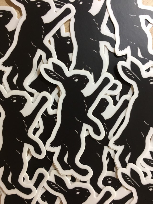 Standing Black Rabbit 3 sticker indoor/outdoor vinyl | Etsy