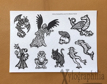 Eldritch Things sticker sheet indoor/outdoor vinyl 5x7” mythos monsters