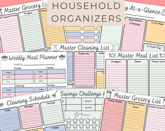 HOUSEHOLD ORGANIZER TEMPLATES-Digital download, Editable in Canva, Schedules, Budget, Planning, Trackers