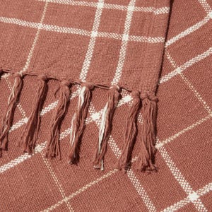 Woven Cotton Throw Blanket, Rust or Taupe, 50 x 60 in