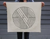 Geometric Circle Tea Towel - Screen Printed Organic Cotton Flour Sack Towel - Soft and Absorbent Dish Towel