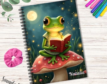 Personalized Frog Reading Notebook, Custom Kids Journal