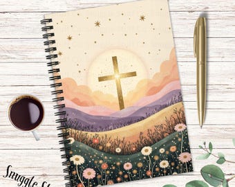 Floral Sunset Faith Journal: Gold Cross Christian Gift
