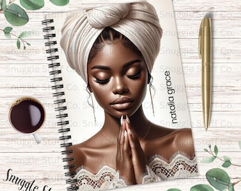 Personalized Prayer Journal: Afrocentric Woman, Daily Devotional Spiral Notebook