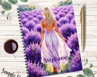 Personalized Lavender Field Spiral Notebook: Dreamy Floral Journal