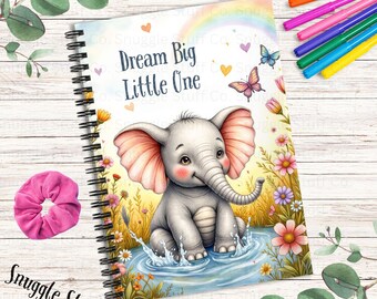 Elephant Journal Gift: Rainbow & Flowers, Inspirational Notebook for Kids