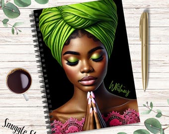 Personalized Prayer Journal: Afrocentric Black Woman Spiral Notebook