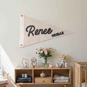 Personalized Baby Name flag ,Canvas Pennant flag ,Nursery decor name sign | boho nursery decor | Custom name banner  | Baby shower Gift