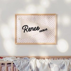 Personalized Baby Name flag ,Canvas Pennant flag ,Nursery decor name sign | boho nursery decor | Custom name banner  | Baby shower Gift