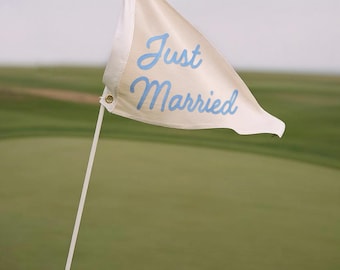 Hand embroided Just married pennant | Personalized wedding  marriage pennant flag | established pennant, golf wedding pennant flag
