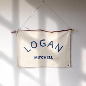 Personalized hand embroidery Baby name flag,nursery name sign,custom name banner,boho nursery decor,Baby shower gift,baby shower canvas sign