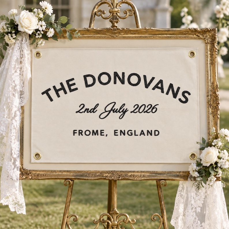 Custom Handmade Vintage Wedding Guest Book, Embroidered Last Name Custom Handmade Vintage Wedding Guest Book, Embroidered Last Name