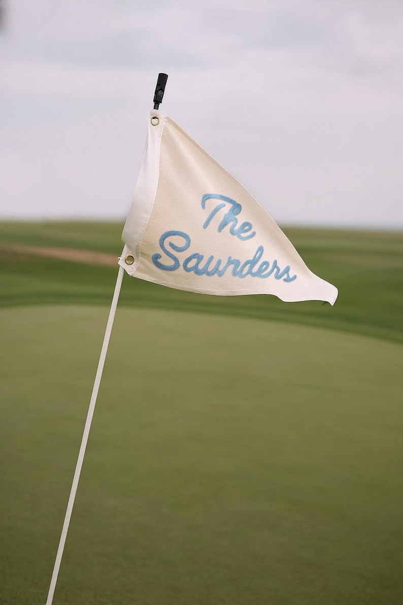 Hand embroided Last Name pennant | Personalized wedding marriage pennant flag | established pennant, golf wedding pennant flag