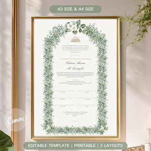 Nikkah Zertifikat Digital Nikkah Vertrag Canva Template Katb Kitab Zertifikat Muslimische Hochzeit Islamische Ehe Nikkahnama Printable