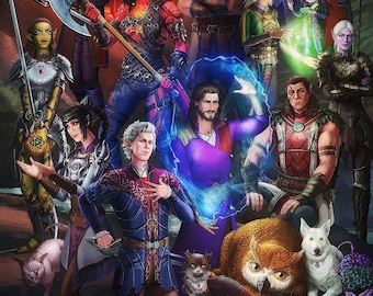 BG3 Companions & More Art Print - Multiple Sizes Available - "Along the Way"