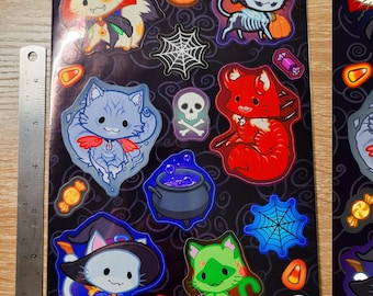 Halloween Kitties Chibi Vinyl Sticker Sheets / Decals