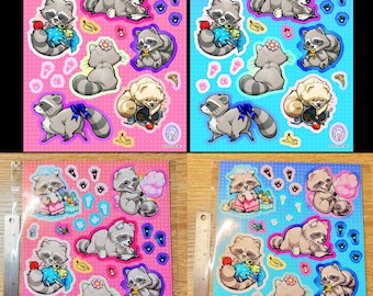 Raccoons Chibi Vinyl Sticker Sheets / Decals
